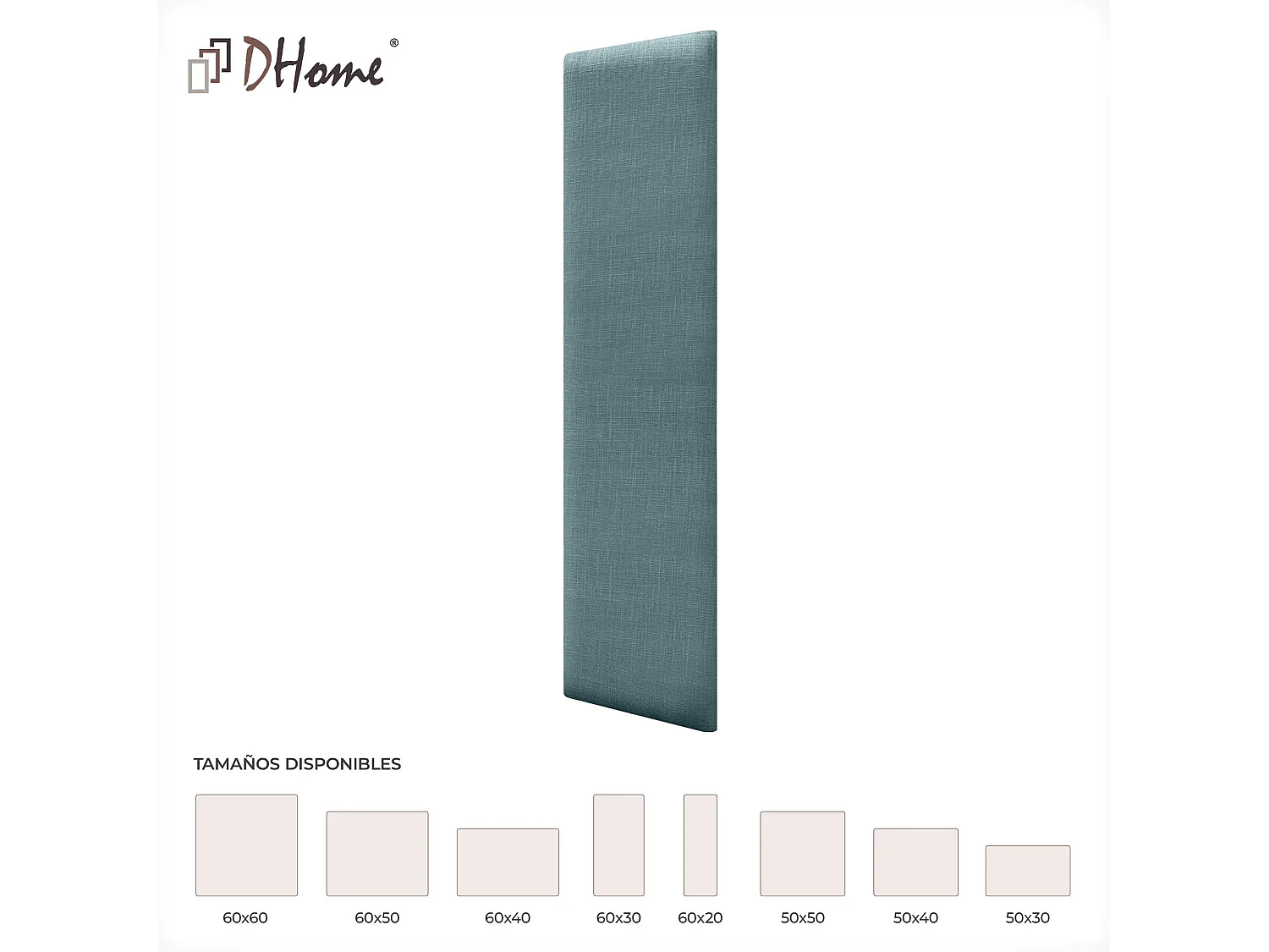 DHOME Panneaux Tapissés en Lin Autoadhésifs pour Mur Acoustiques Absorbants Protection Contre les Impacts Têtes de Lit Décoration (Turquoise, 60x20cm)