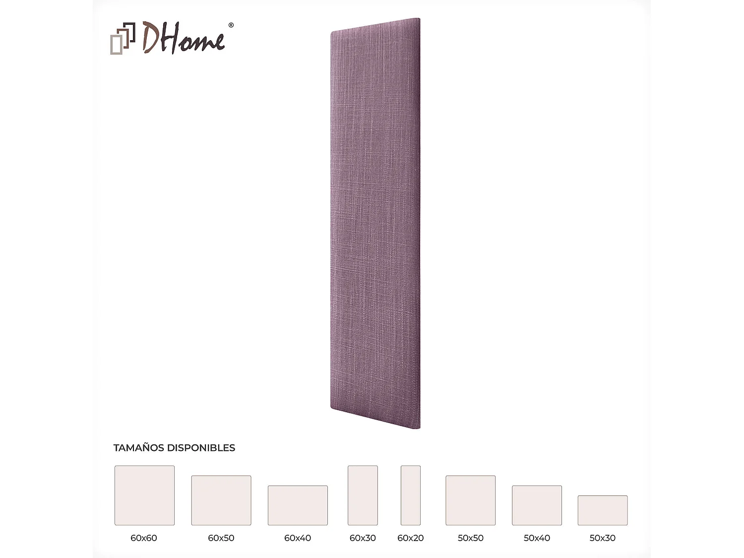 DHOME Panneaux Tapissés en Lin Autoadhésifs pour Mur Acoustiques Absorbants Protection Contre les Impacts Têtes de Lit Décoration (Lilas, 60x20cm)