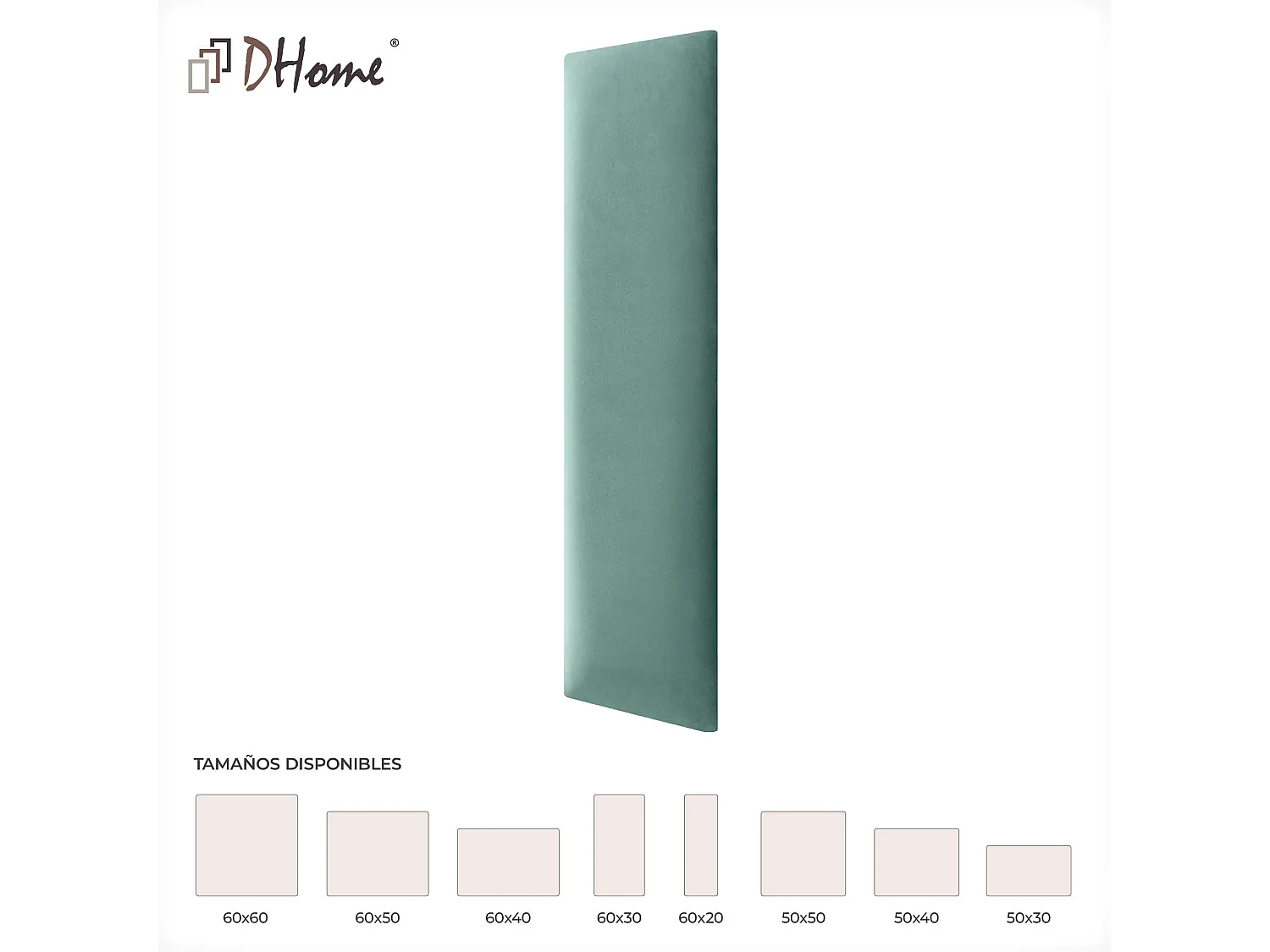 DHOME Panneaux Rembourrés en Velours Premium Autoadhésifs pour Mur Acoustique Absorbant Protection Contre les Chocs, Tete de lit (Turquoise, 60x30cm)