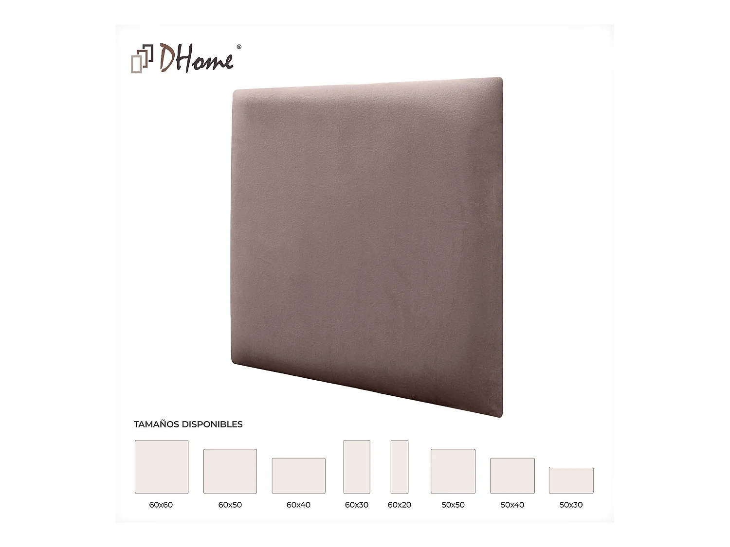 DHOME Panneaux Rembourrés en Velours Premium Autoadhésifs pour Mur Acoustique Absorbant Protection Contre les Chocs, Tete de lit (Marron, 50x50cm)