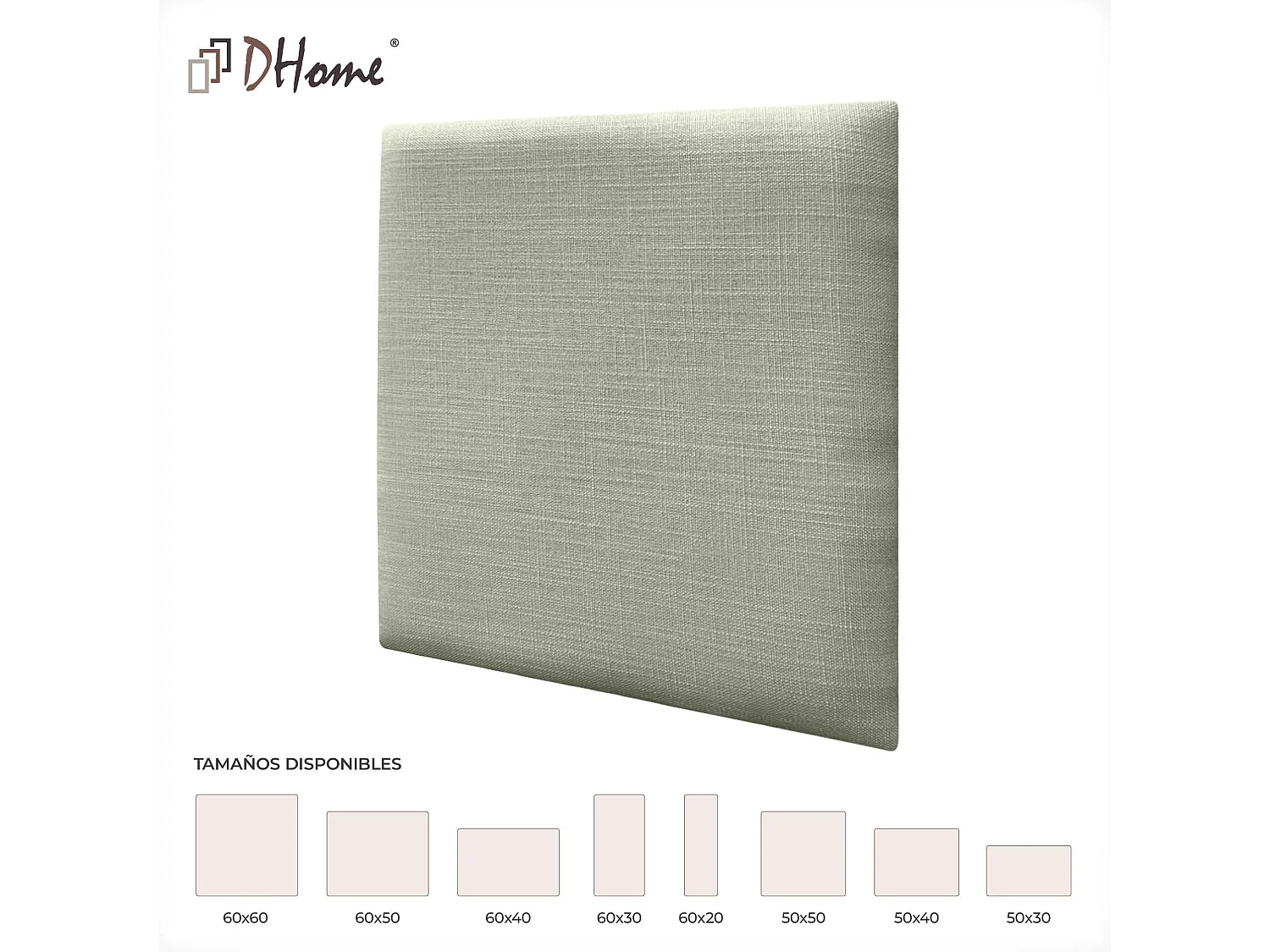 DHOME Panneaux Tapissés en Lin Autoadhésifs pour Mur Acoustiques Absorbants Protection Contre les Impacts Têtes de Lit Décoration (Vert, 60x60cm)