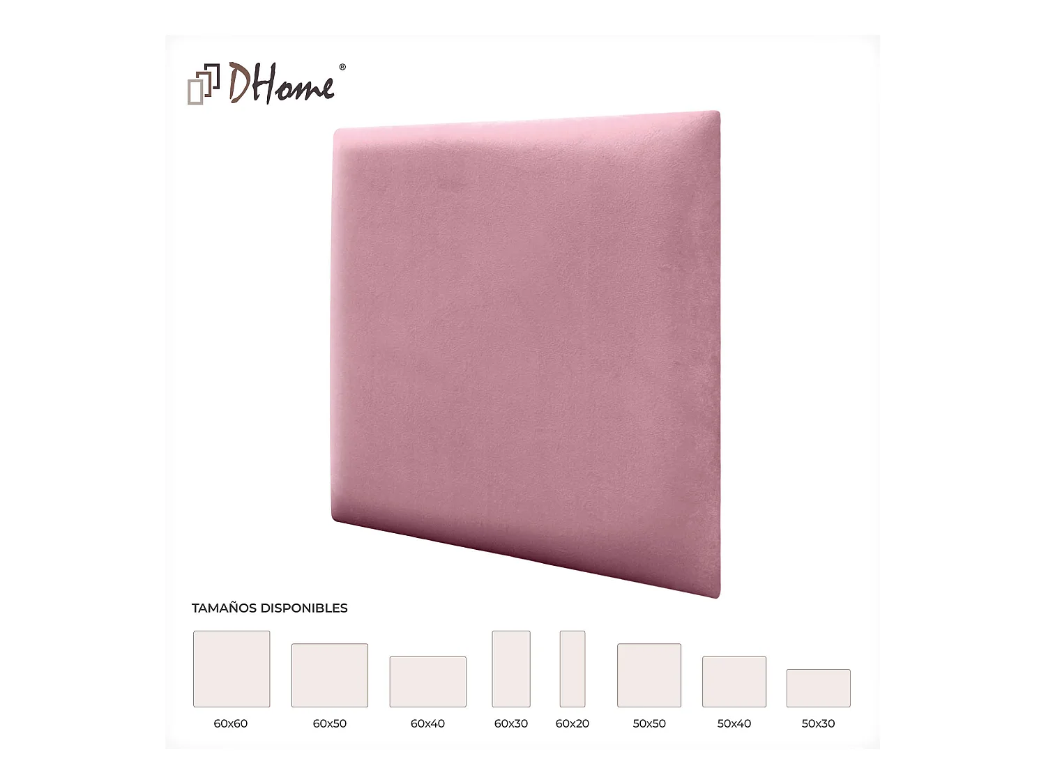 DHOME Panneaux Rembourrés en Velours Premium Autoadhésifs pour Mur Acoustique Absorbant Protection Contre les Chocs, Tete de lit (Rose, 50x40cm)