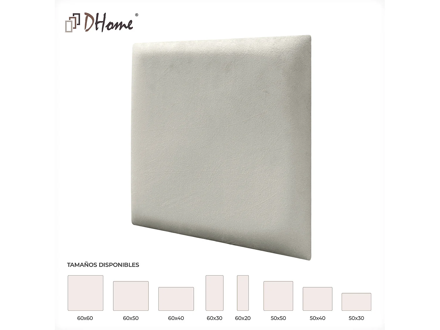 DHOME Panneaux Rembourrés en Velours Premium Autoadhésifs pour Mur Acoustique Absorbant Protection Contre les Chocs, Tete de lit (beige, 60x40cm)