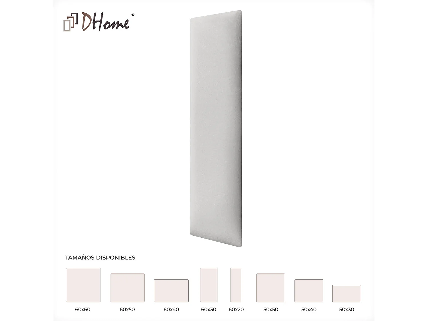 DHOME Panneaux Rembourrés en Velours Premium Autoadhésifs pour Mur Acoustique Absorbant Protection Contre les Chocs, Tete de lit (blanc, 60x20cm)