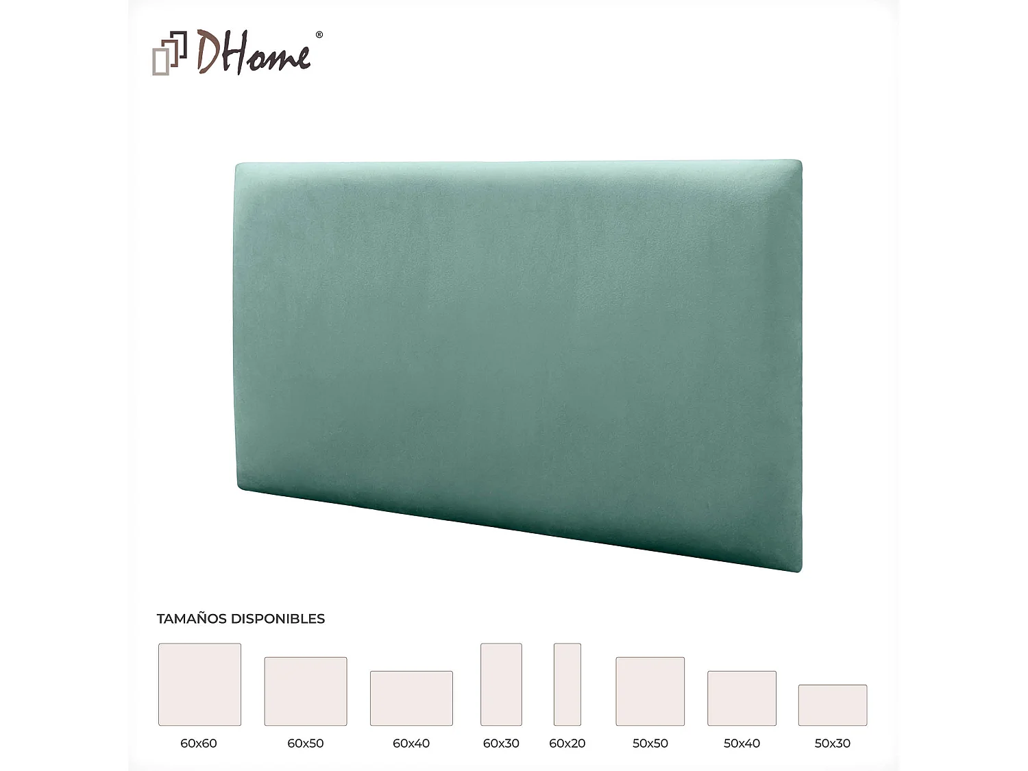 DHOME Panneaux Rembourrés en Velours Premium Autoadhésifs pour Mur Acoustique Absorbant Protection Contre les Chocs, Tete de lit (Turquoise, 60x50cm)