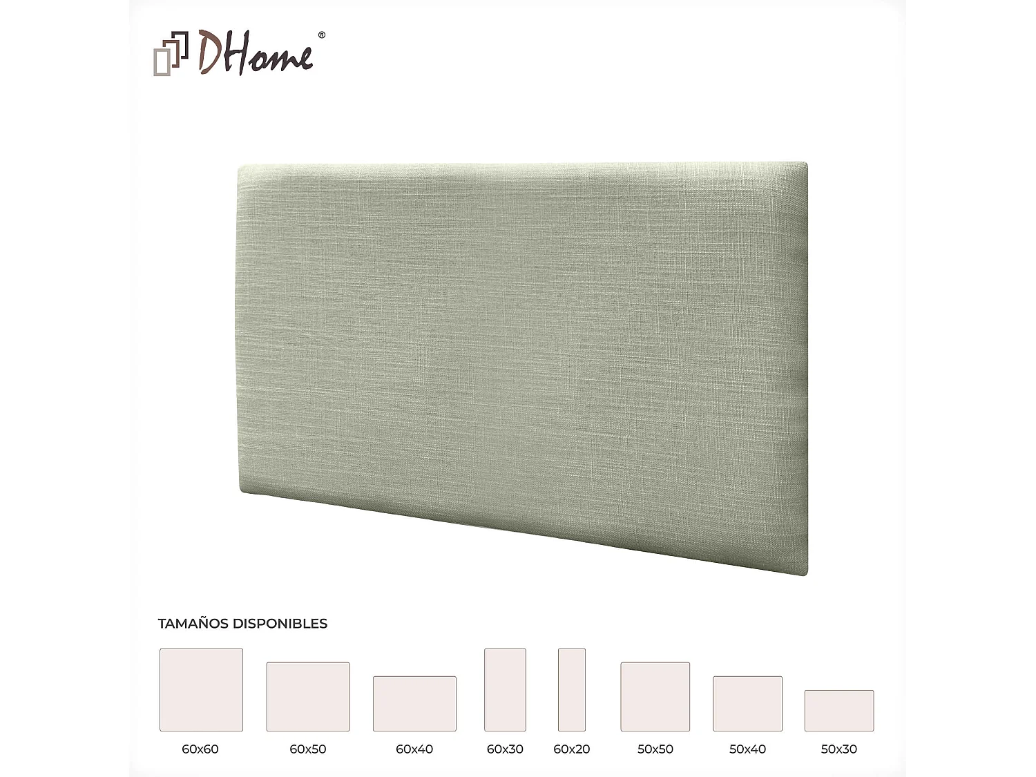 DHOME Panneaux Tapissés en Lin Autoadhésifs pour Mur Acoustiques Absorbants Protection Contre les Impacts Têtes de Lit Décoration (Vert, 60x40cm)