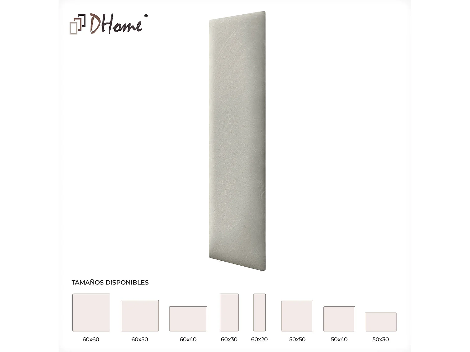 DHOME Panneaux Rembourrés en Velours Premium Autoadhésifs pour Mur Acoustique Absorbant Protection Contre les Chocs, Tete de lit (beige, 60x20cm)