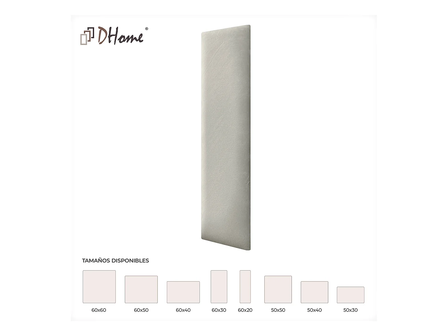 DHOME Panneaux Rembourrés en Velours Premium Autoadhésifs pour Mur Acoustique Absorbant Protection Contre les Chocs, Tete de lit (beige, 60x20cm)