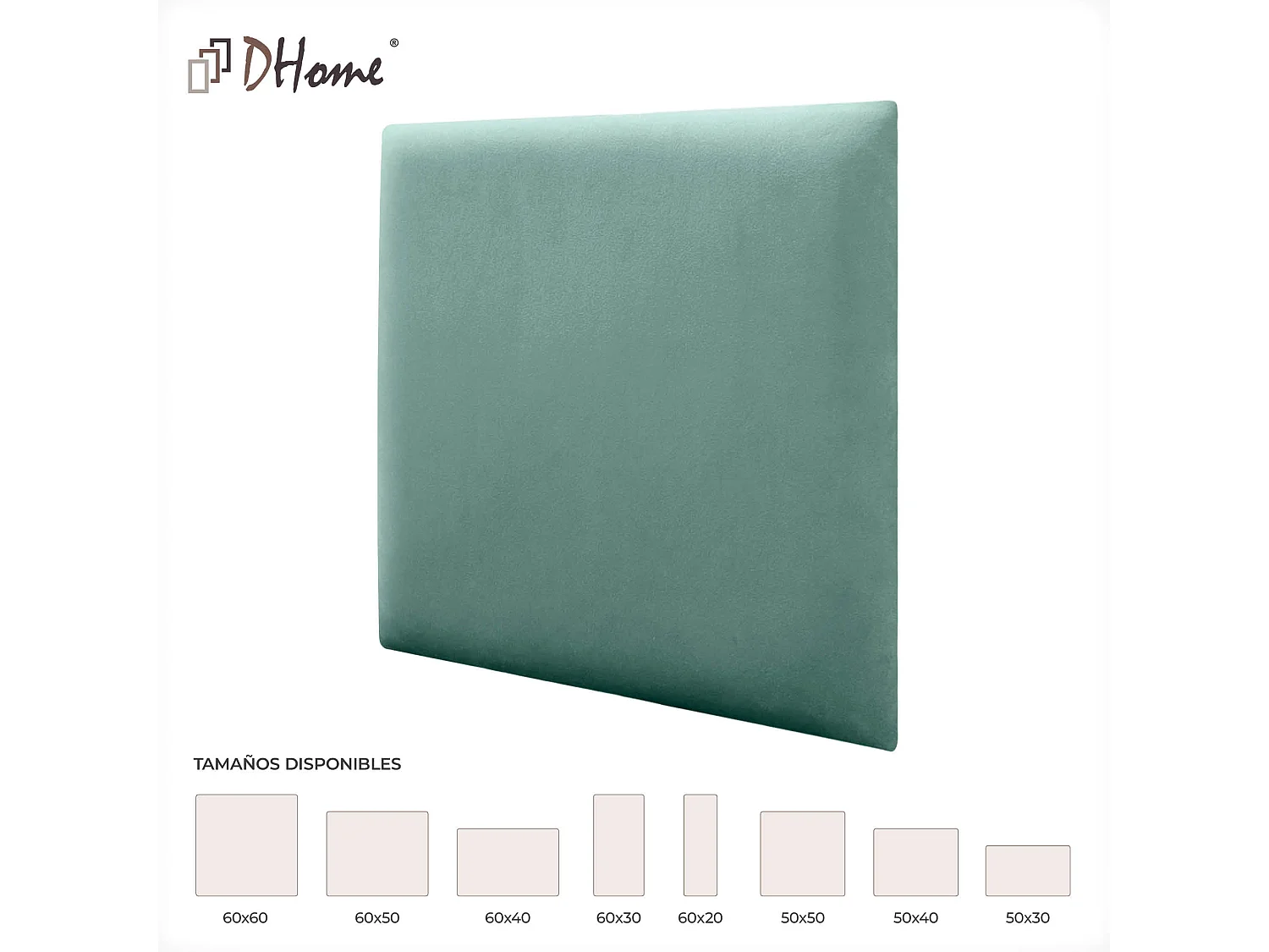 DHOME Panneaux Rembourrés en Velours Premium Autoadhésifs pour Mur Acoustique Absorbant Protection Contre les Chocs, Tete de lit (Turquoise, 60x60cm)