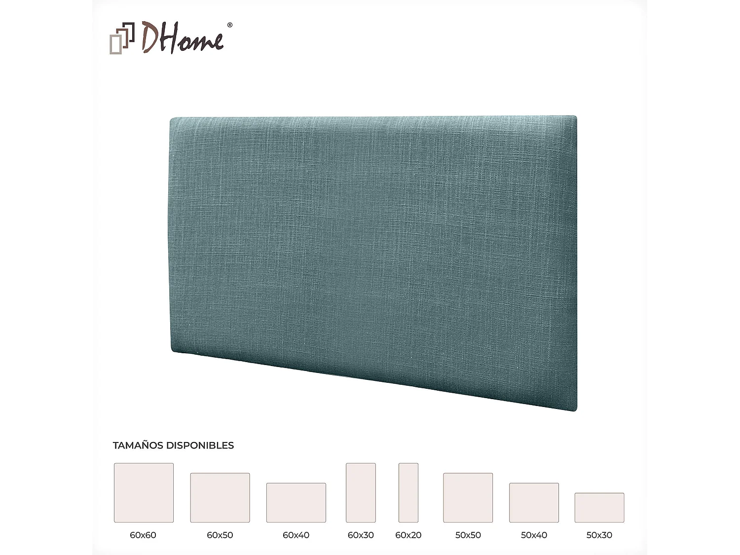 DHOME Panneaux Tapissés en Lin Autoadhésifs pour Mur Acoustiques Absorbants Protection Contre les Impacts Têtes de Lit Décoration (Turquoise, 60x40cm)
