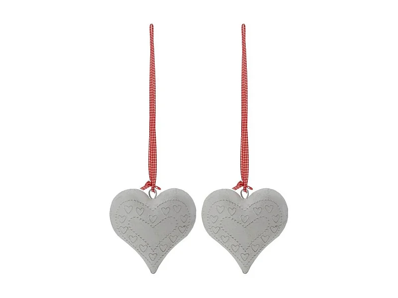 Coeur en métal laqué blanc Lot de 2
