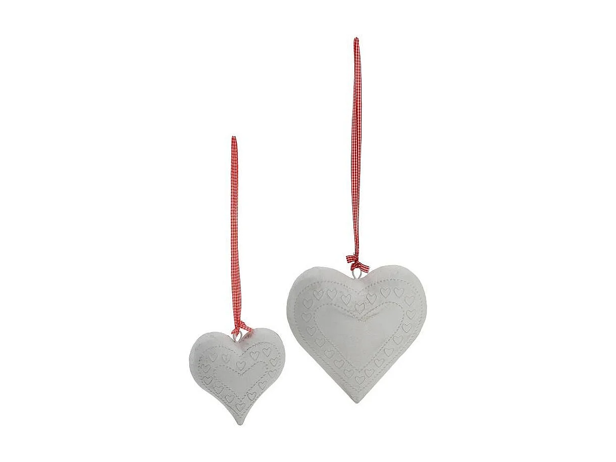 Coeur en métal laqué blanc Lot de 2