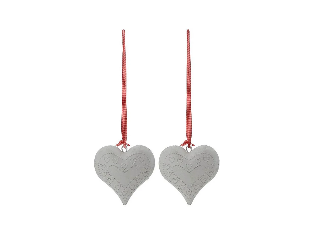 Coeur en métal laqué blanc Lot de 2