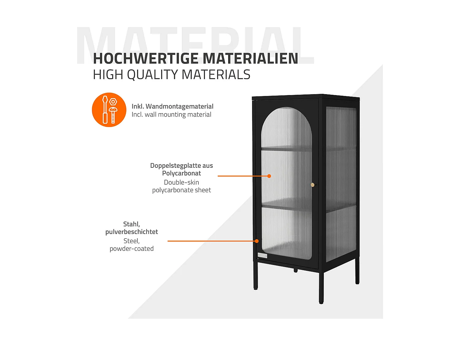 Vitrina negra 42x102x40 cm con puerta y 3 cajones, mueble metálico archivador