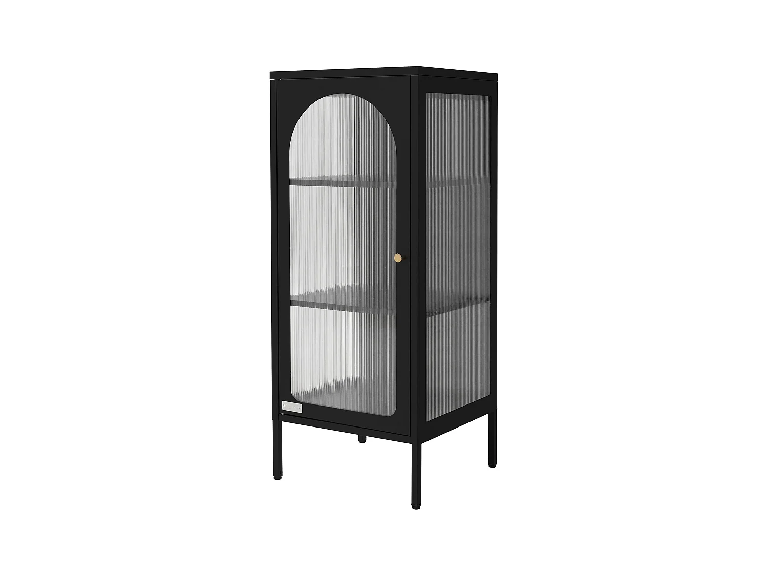Vitrine armoire haute salon sur pieds réglables bibliothèque buffet noir acier