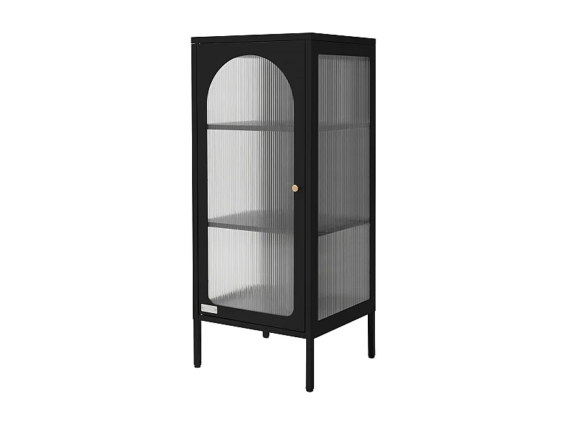 Vitrine armoire haute salon sur pieds réglables bibliothèque buffet noir acier