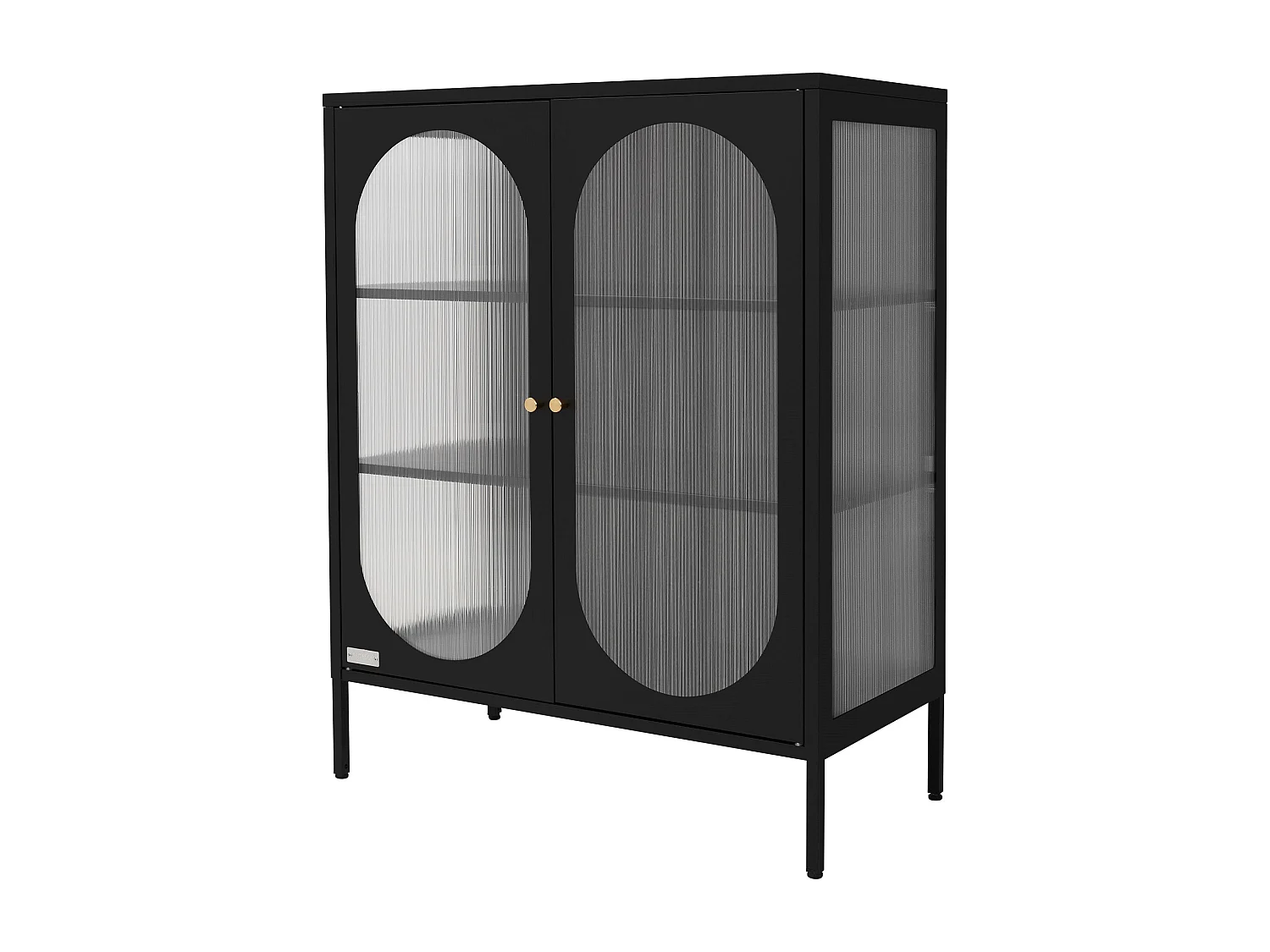 Vitrina negra 80x102,5x40 cm, 3 estantes y 2 puertas, mueble metálico archivador