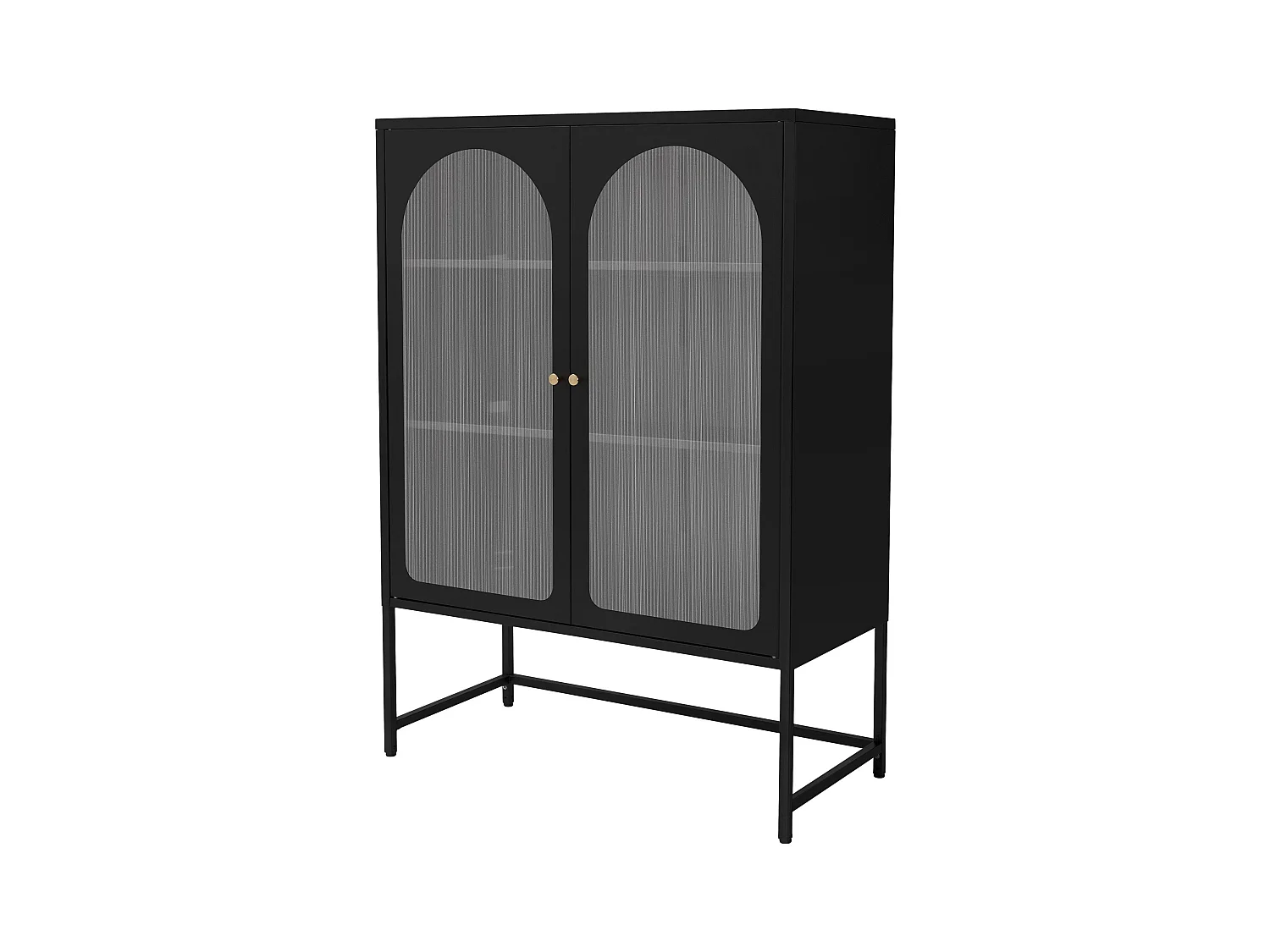 Armoire à vitrine sur pieds noir bibliothèque de salon meuble de rangement