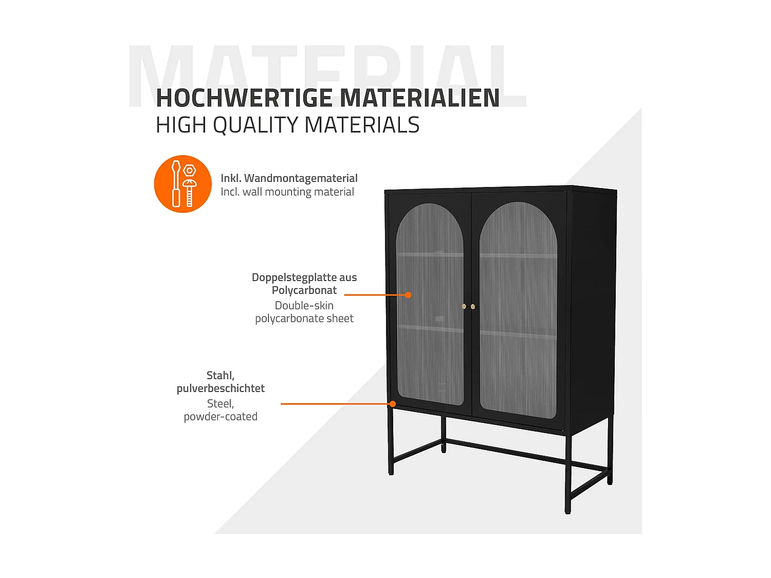 Armoire à vitrine sur pieds noir bibliothèque de salon meuble de rangement