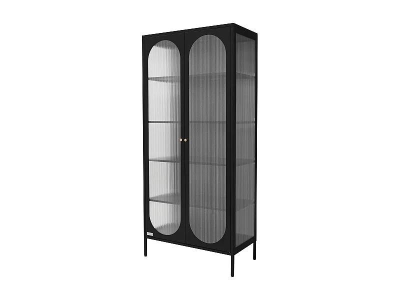 Vitrine sur pied armoire haute meuble de salon noir plaque en polycarbonate
