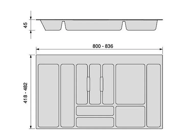 Range-couverts universel anthracite Optima