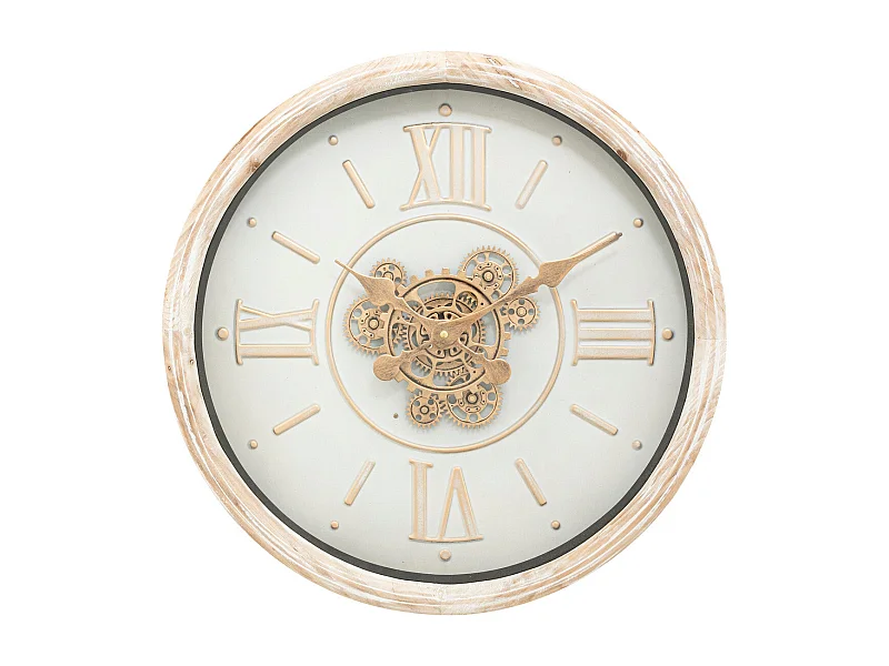 Pendule murale look vintage avec rouages mobiles D 49.5 cm