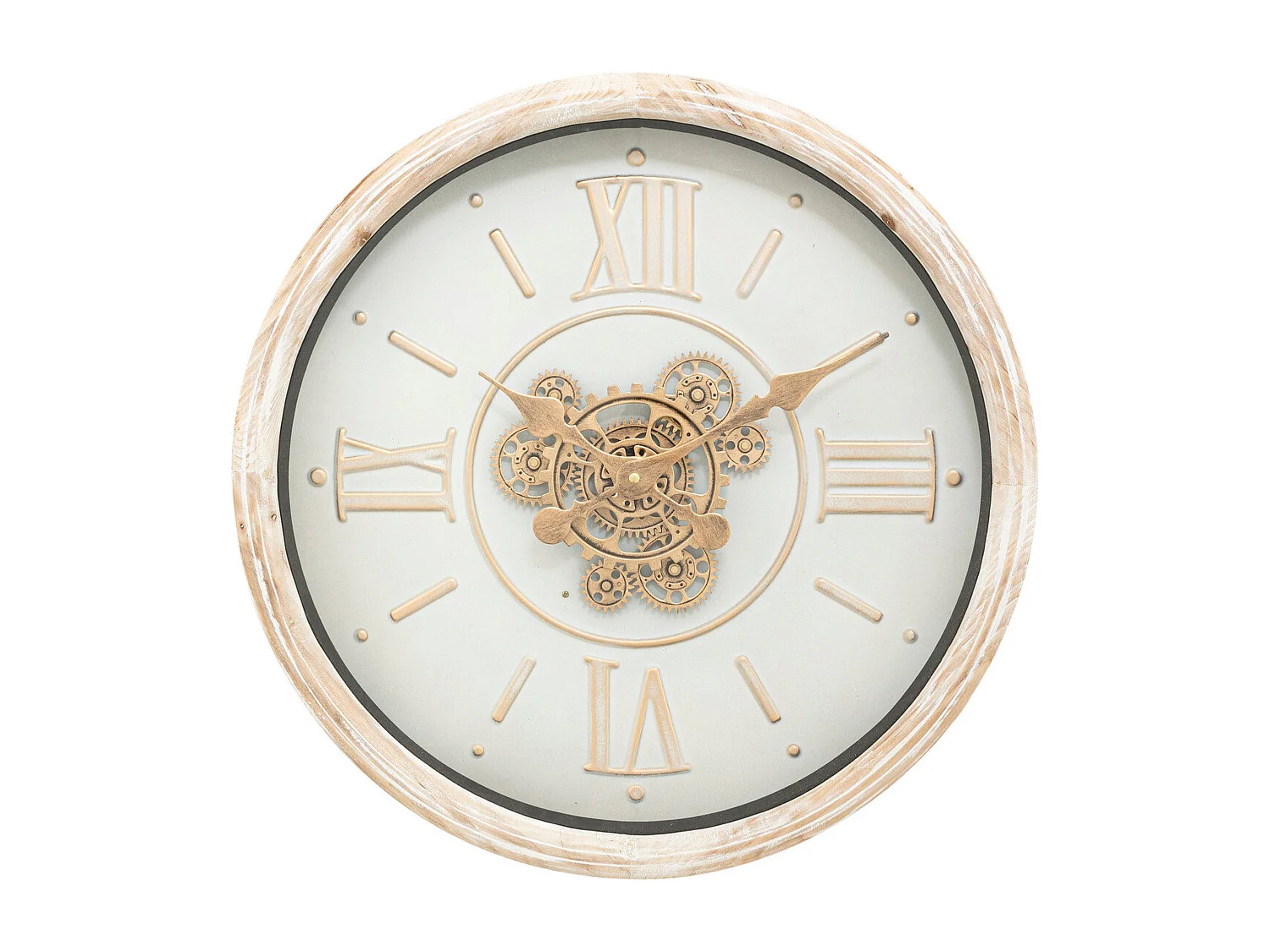 Pendule murale look vintage avec rouages mobiles D 49.5 cm