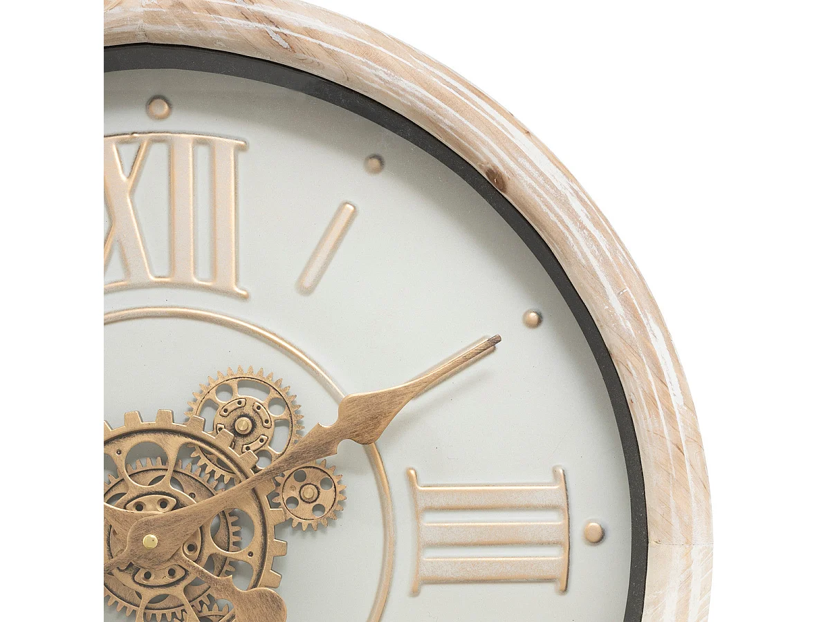 Pendule murale look vintage avec rouages mobiles D 49.5 cm