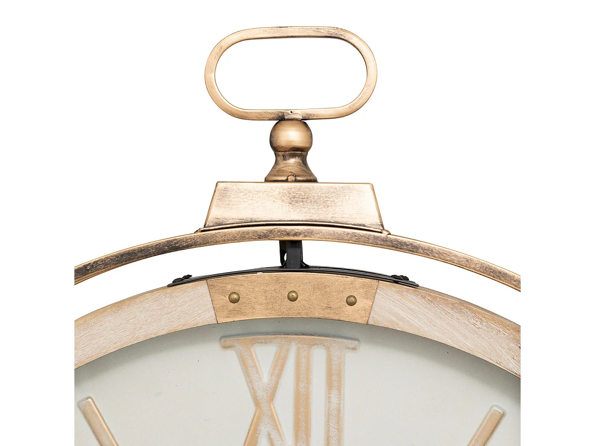 Grande Pendule murale Beige style industriel avec rouages mobiles D 74 cm