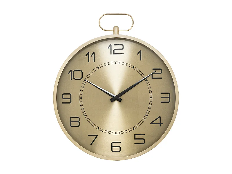 Pendule murele forme Gousset en Métal doré D 53 cm