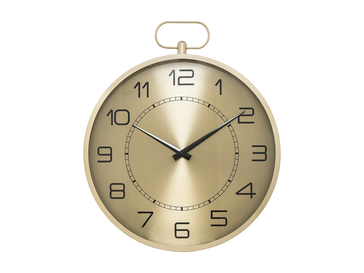 Pendule murele forme Gousset en Métal doré D 53 cm