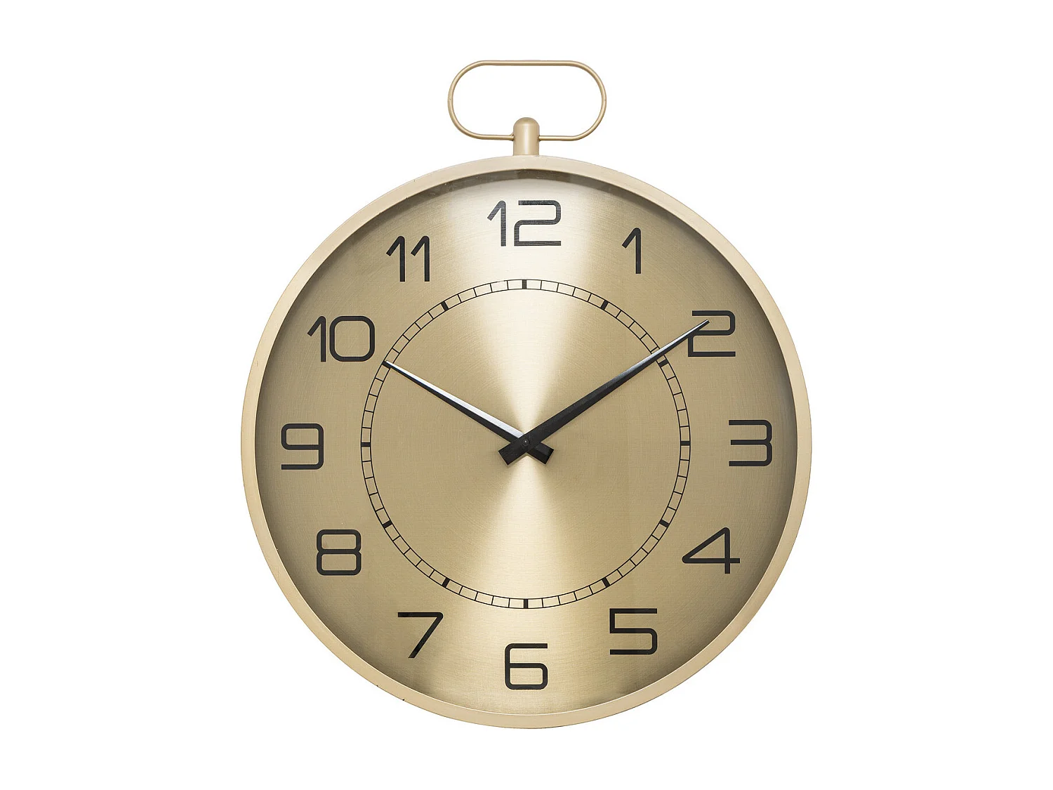 Pendule murele forme Gousset en Métal doré D 53 cm