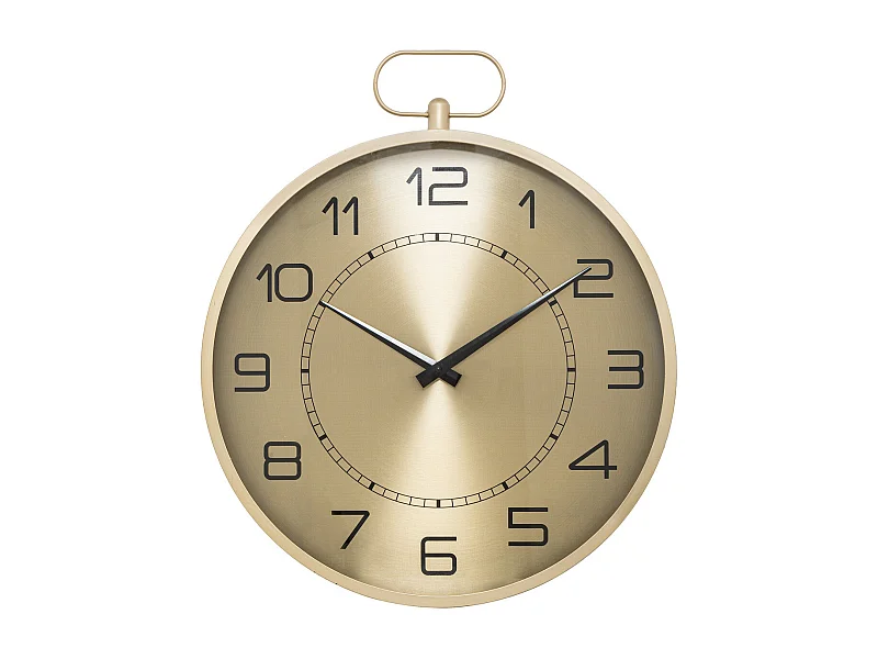 Pendule murele forme Gousset en Métal doré D 53 cm