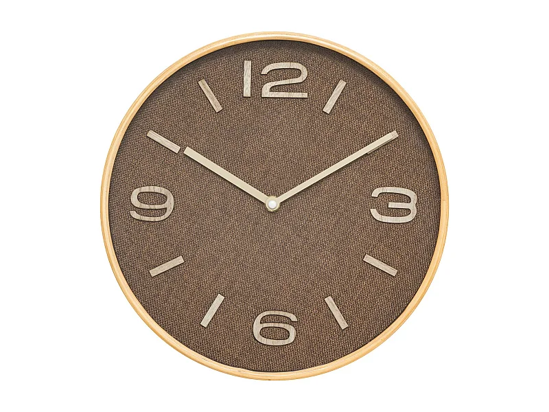 Pendule murale Marron Tonka effet tissé D 30 cm