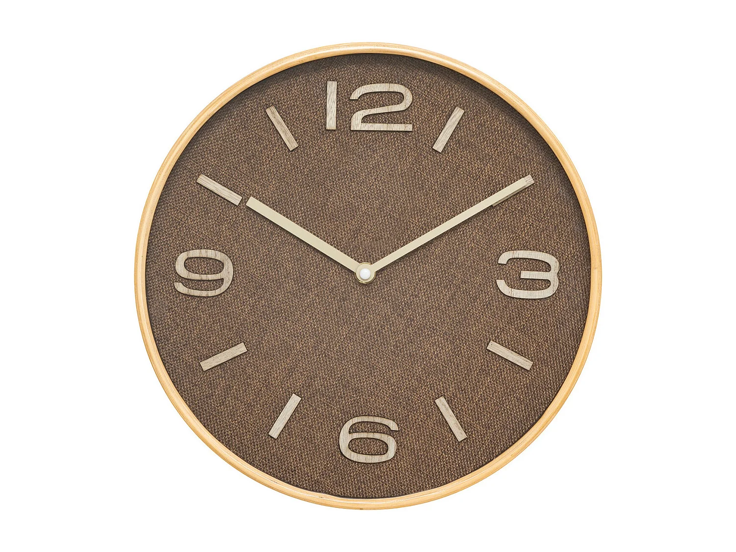 Pendule murale Marron Tonka effet tissé D 30 cm