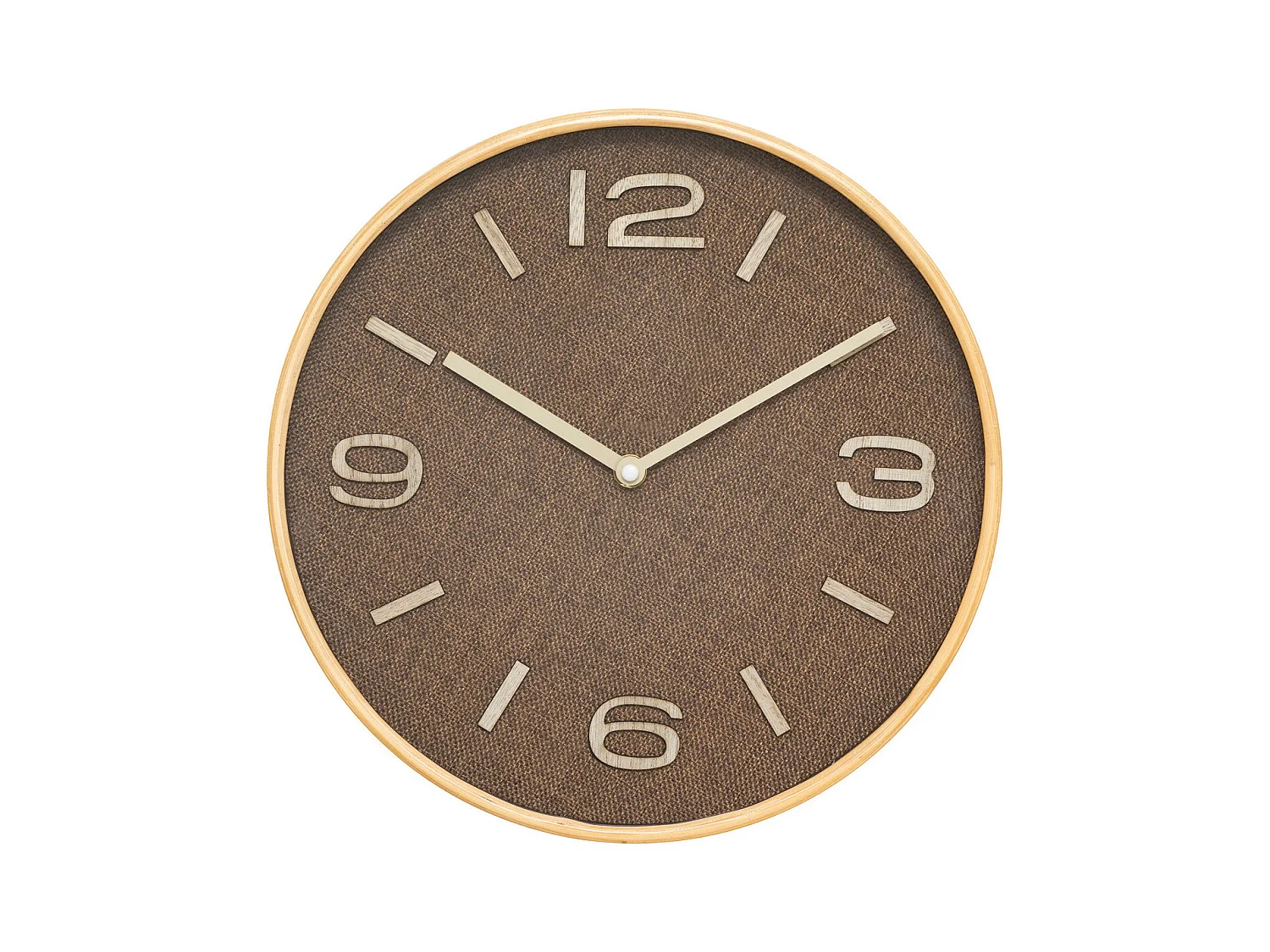 Pendule murale Marron Tonka effet tissé D 30 cm