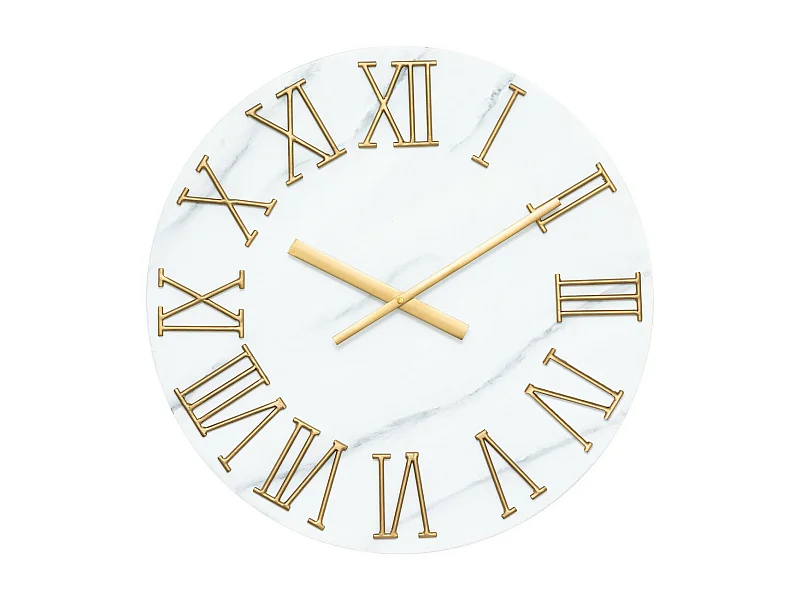 Pendule murale en métal Gris aspect Marbre D 56 cm