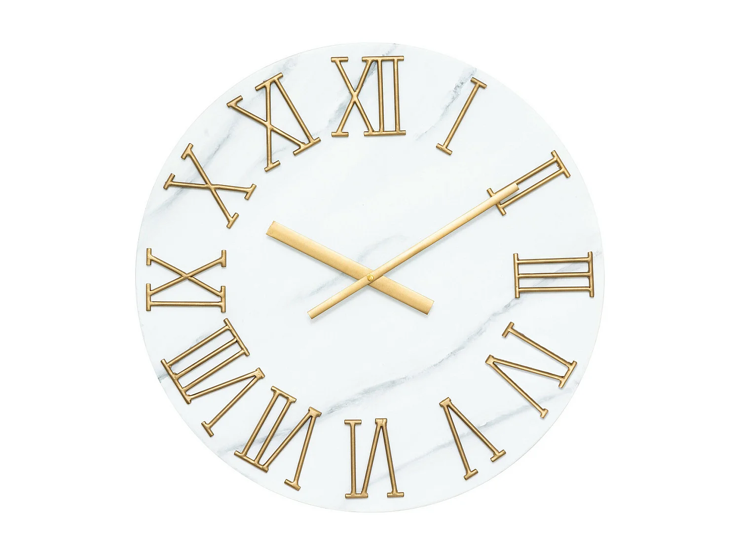 Pendule murale en métal Gris aspect Marbre D 56 cm