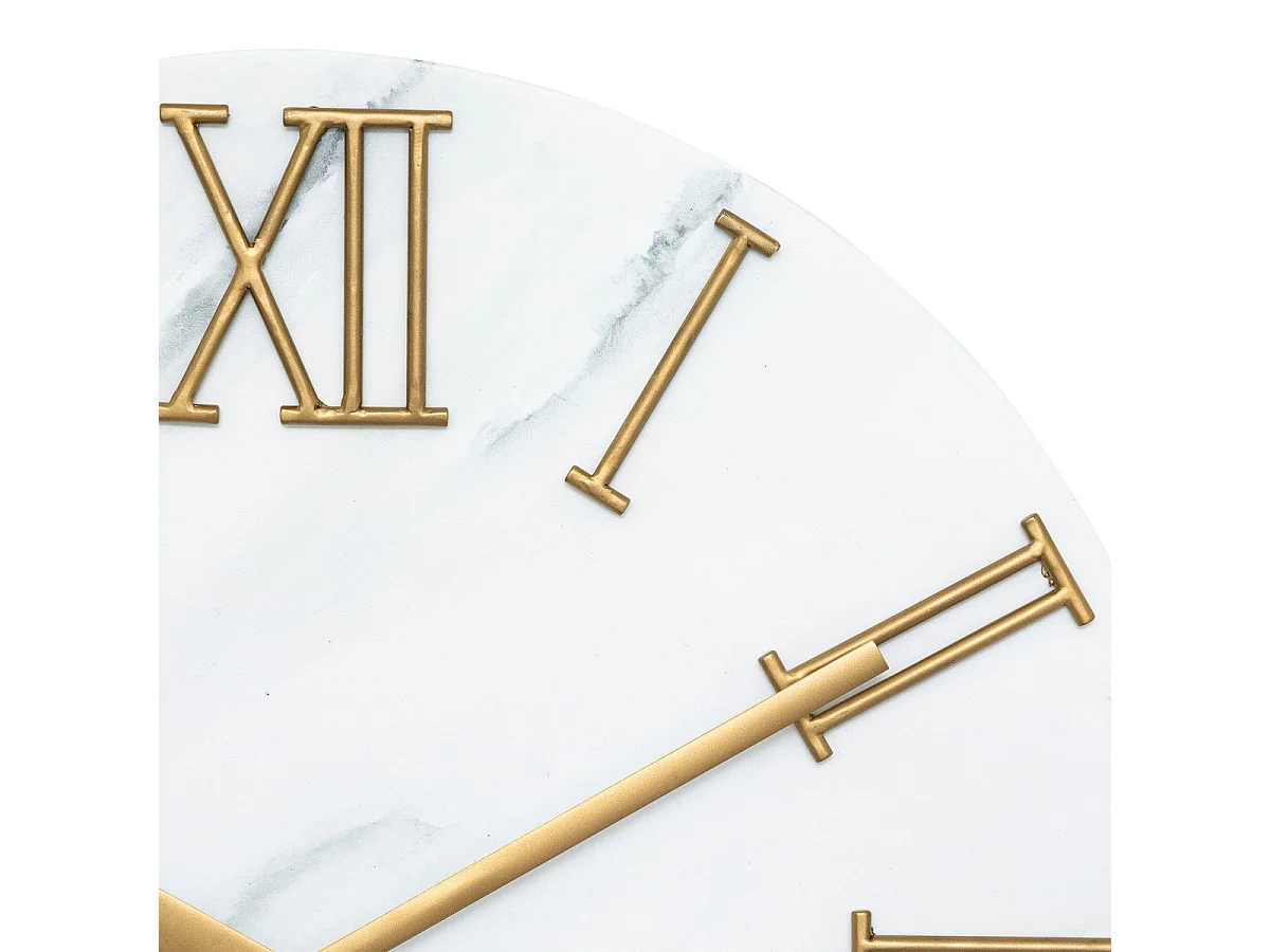 Pendule murale en métal Gris aspect Marbre D 56 cm