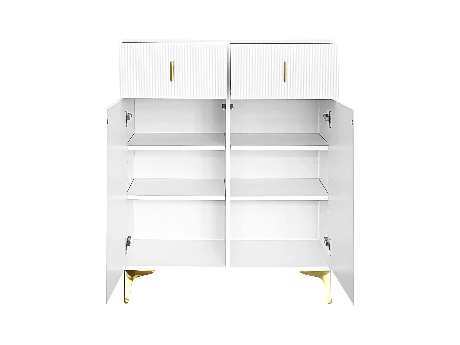 meuble à chaussures - 83 x 35 x 101 cm - avec 2 portes + 2 tiroirs + étagères réglables - aggloméré - blanc