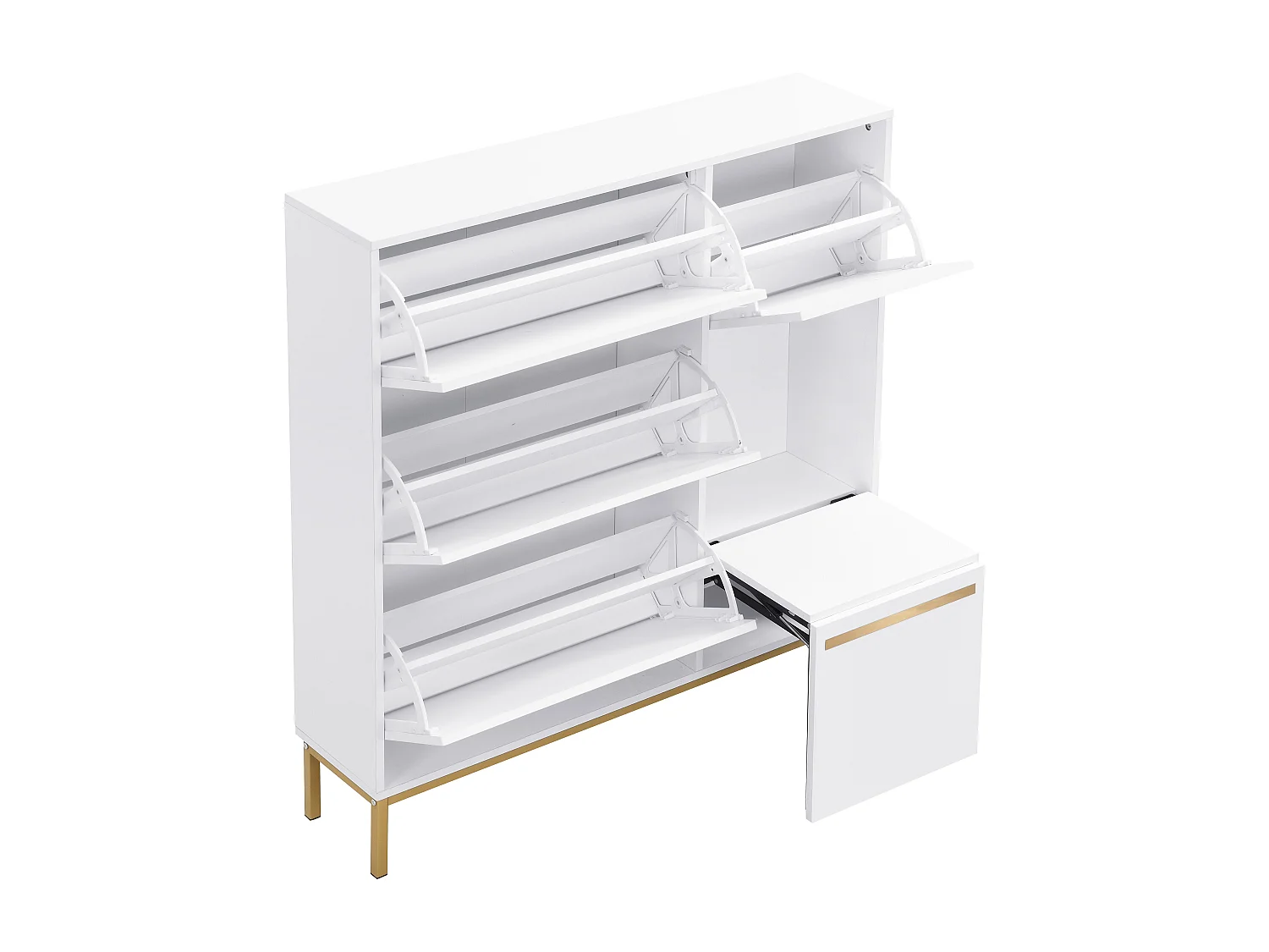 Sapateira com 4 portas e trocador - 105 x 25 x 115,5 cm - MDF - Branco brilhante