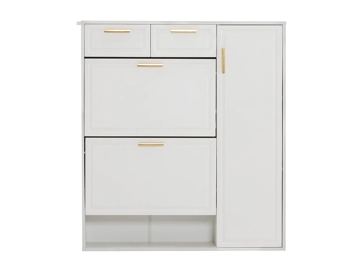 Schoenenkast met 3 deuren en 2 laden - 95 x 24 x 107,5 cm - Verstelbare planken - Spaanplaat - Wit