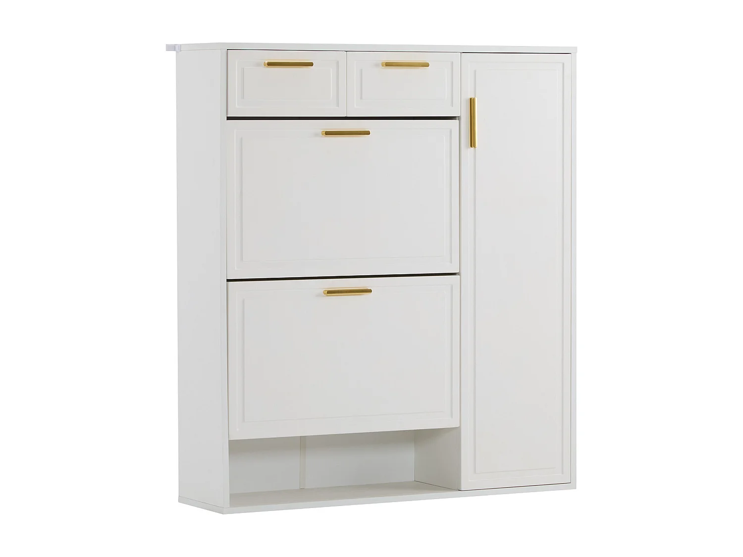 Schoenenkast met 3 deuren en 2 laden - 95 x 24 x 107,5 cm - Verstelbare planken - Spaanplaat - Wit