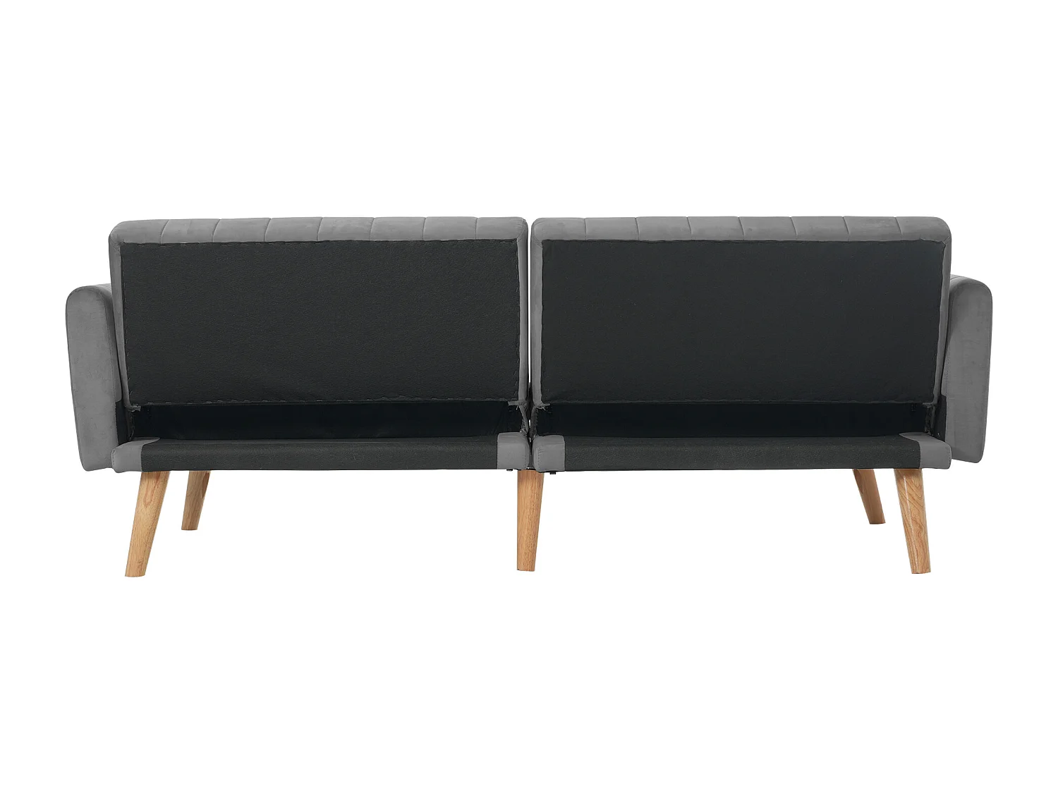 2-zits slaapbank met klik-klak in fluweel - 178 x 78 x 68 cm - Rubberhouten poten - Donkergrijs