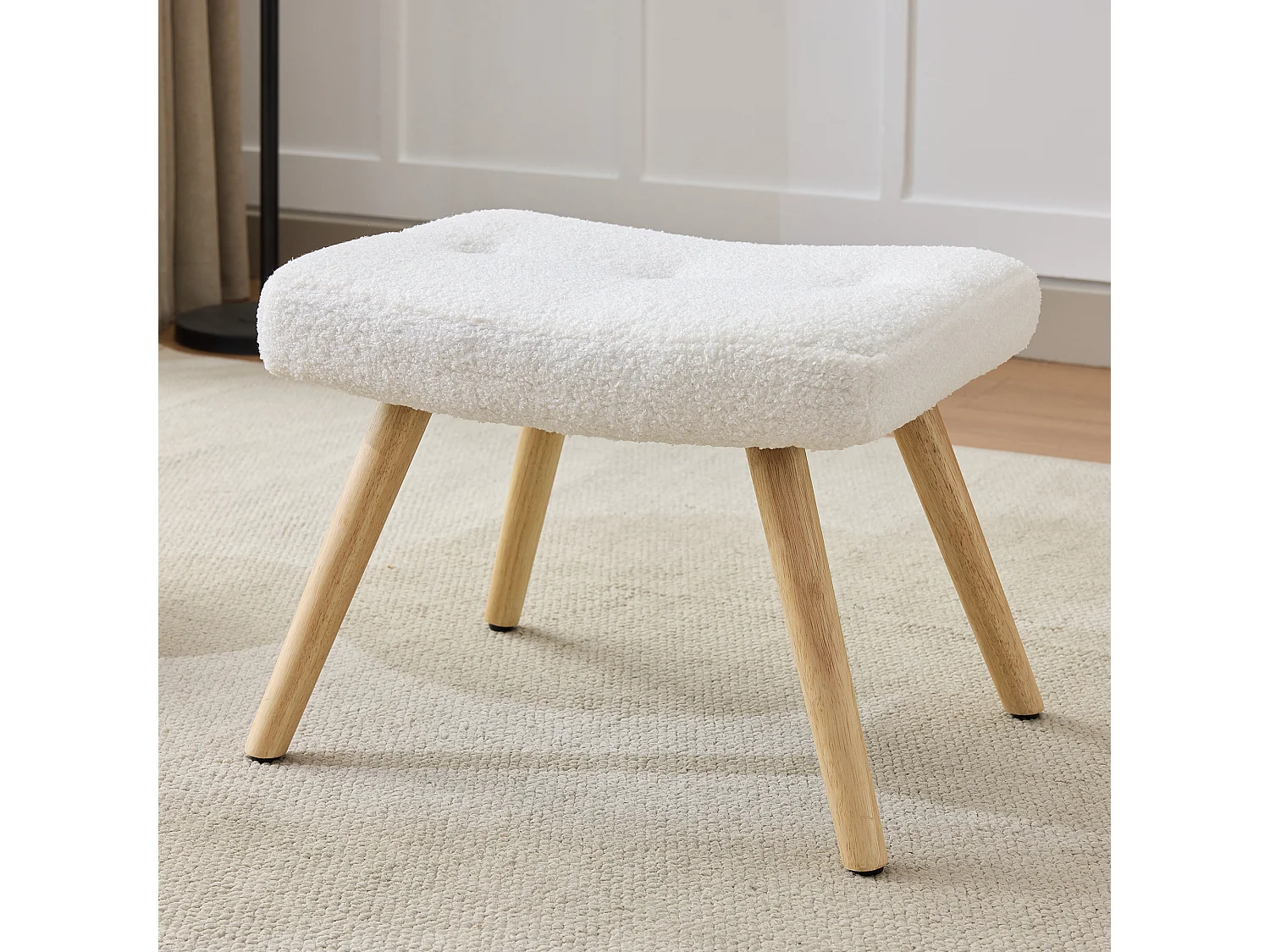 Teddy Velvet Schommelstoel met Voetenbank en Hoofdsteun - 54 x 98 x 96,5 cm - Wit