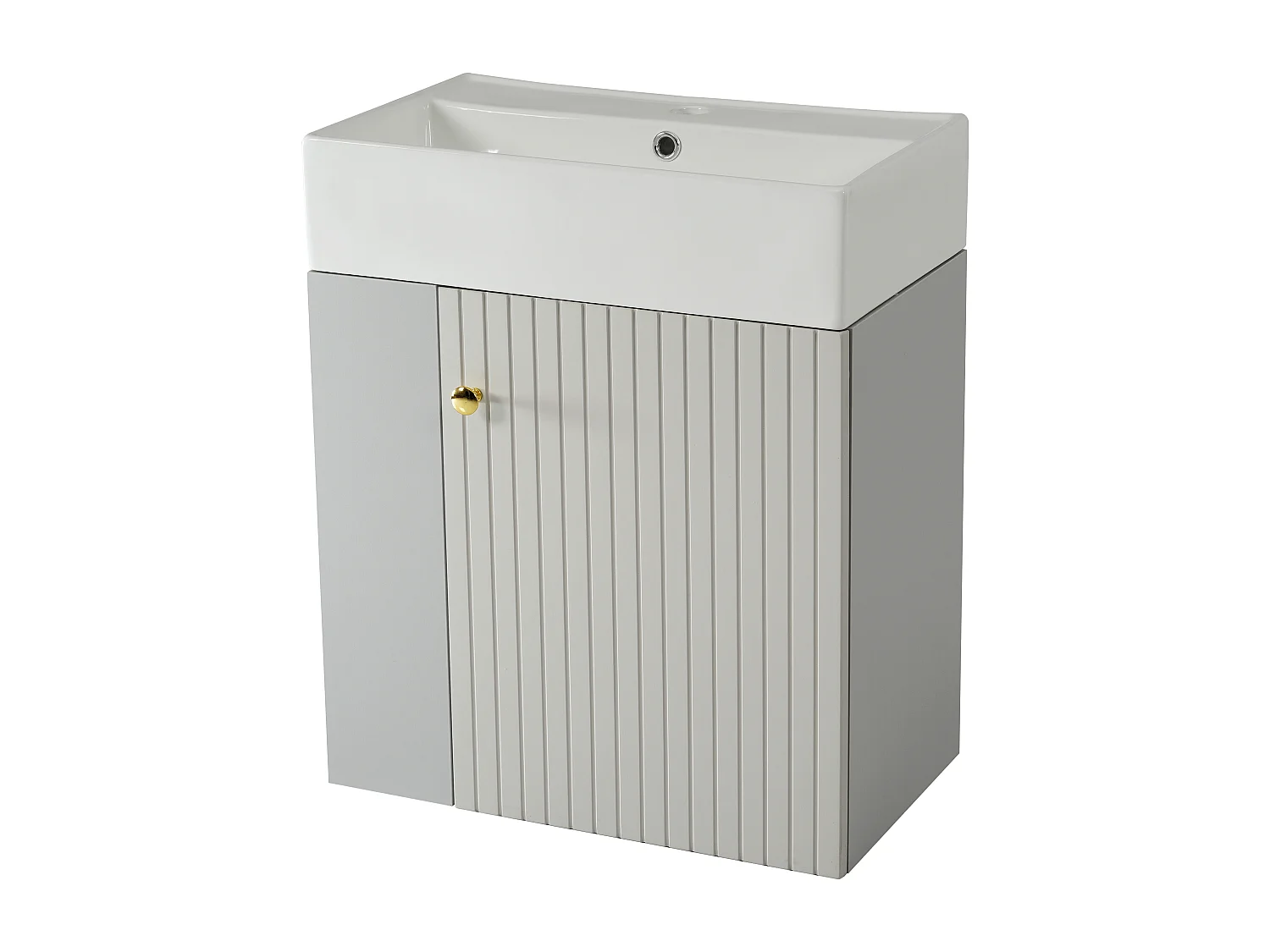 Szafka łazienkowa pod pojedynczą umywalkę - 2 wnęki boczne i 1 drzwi - 55 x 31 x 66,5 cm - Płyta wiórowa - Szara