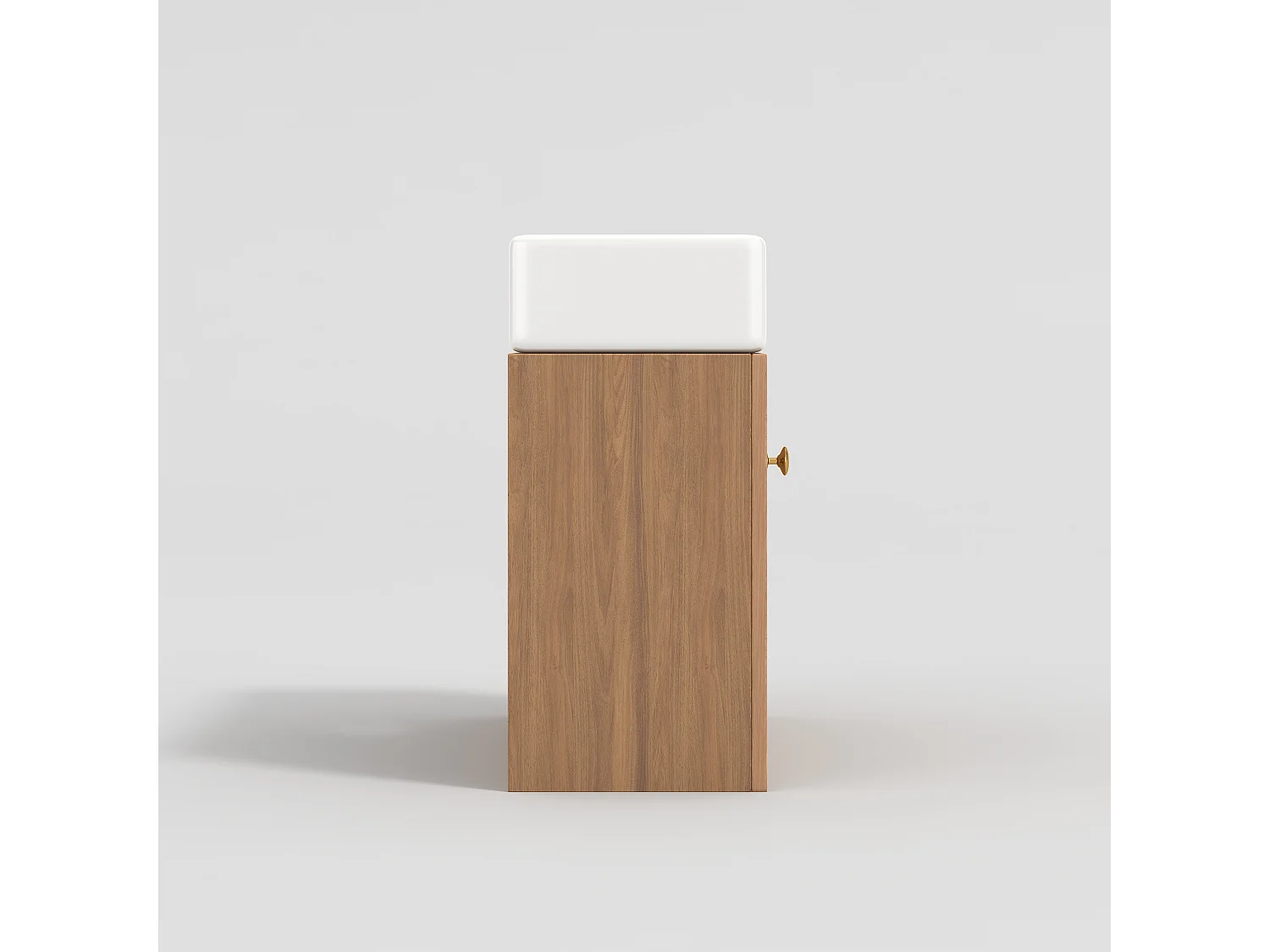 Einzelwaschbecken-Badezimmerschrank, niedriger Schrank mit Keramikwaschbecken - 46 x 26 x 56 cm - MDF-Holz - Natur