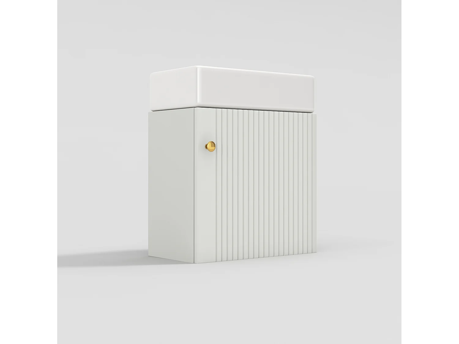 Meuble de salle de bain vasque simple, meuble bas avec vasque en céramique - 46 x 26 x 56 cm - Bois MDF - Blanc