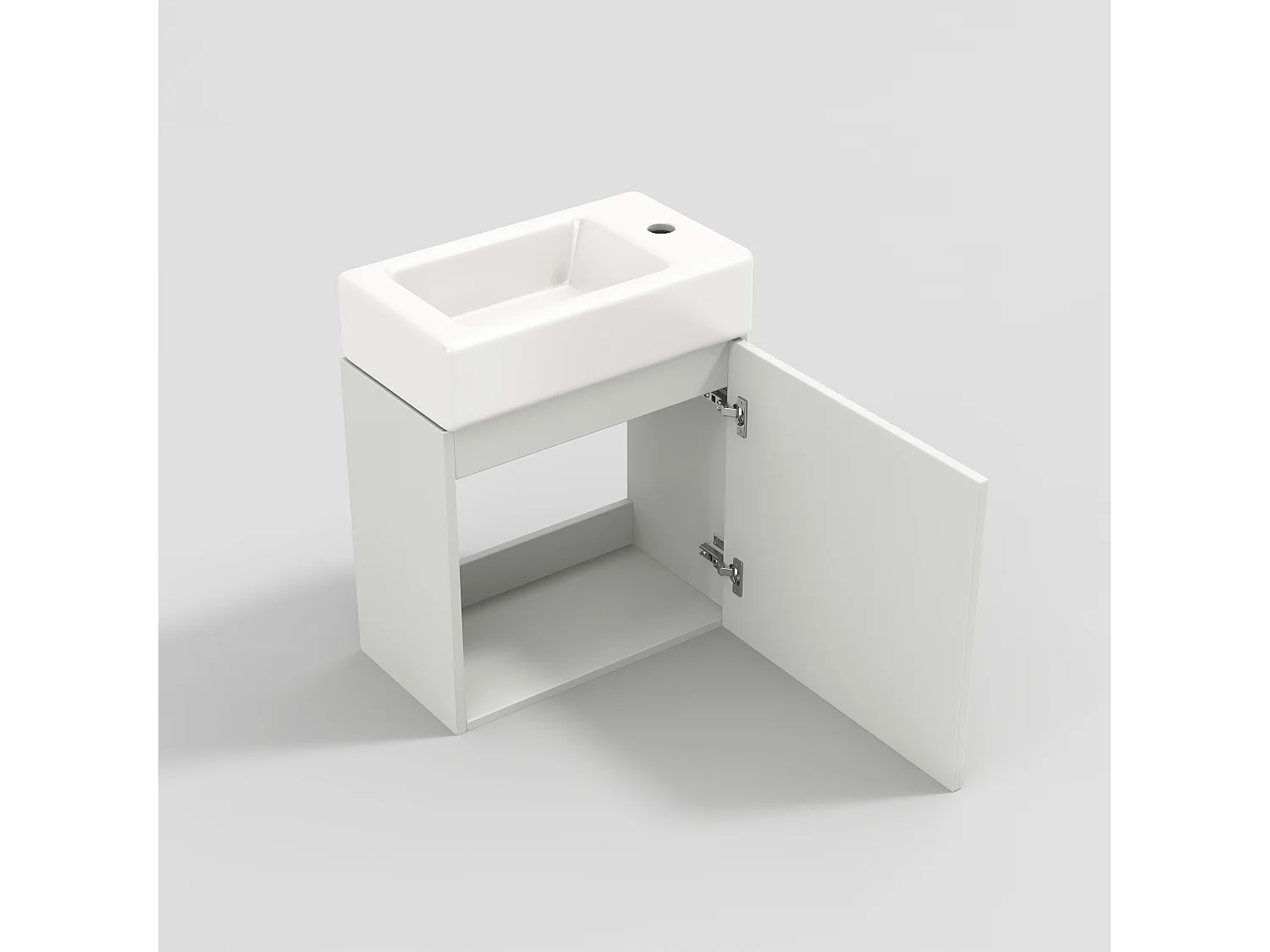 Meuble de salle de bain vasque simple, meuble bas avec vasque en céramique - 46 x 26 x 56 cm - Bois MDF - Blanc