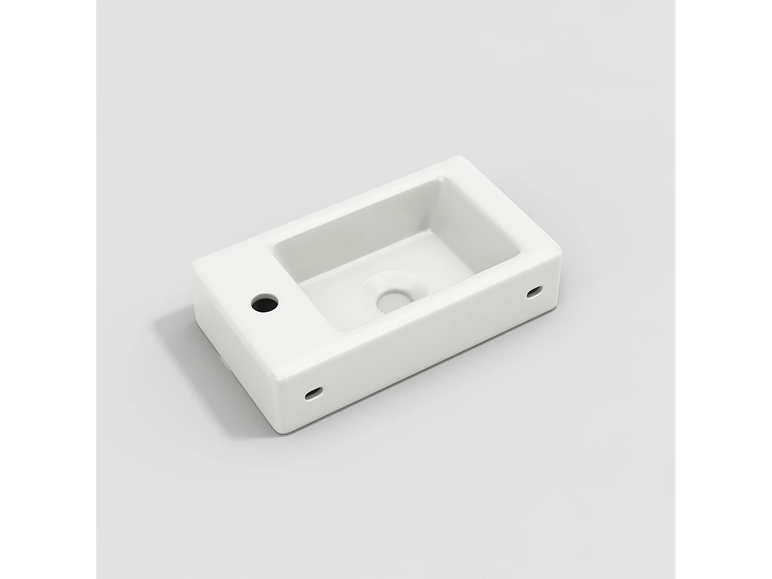 Meuble de salle de bain vasque simple, meuble bas avec vasque en céramique - 46 x 26 x 56 cm - Bois MDF - Blanc